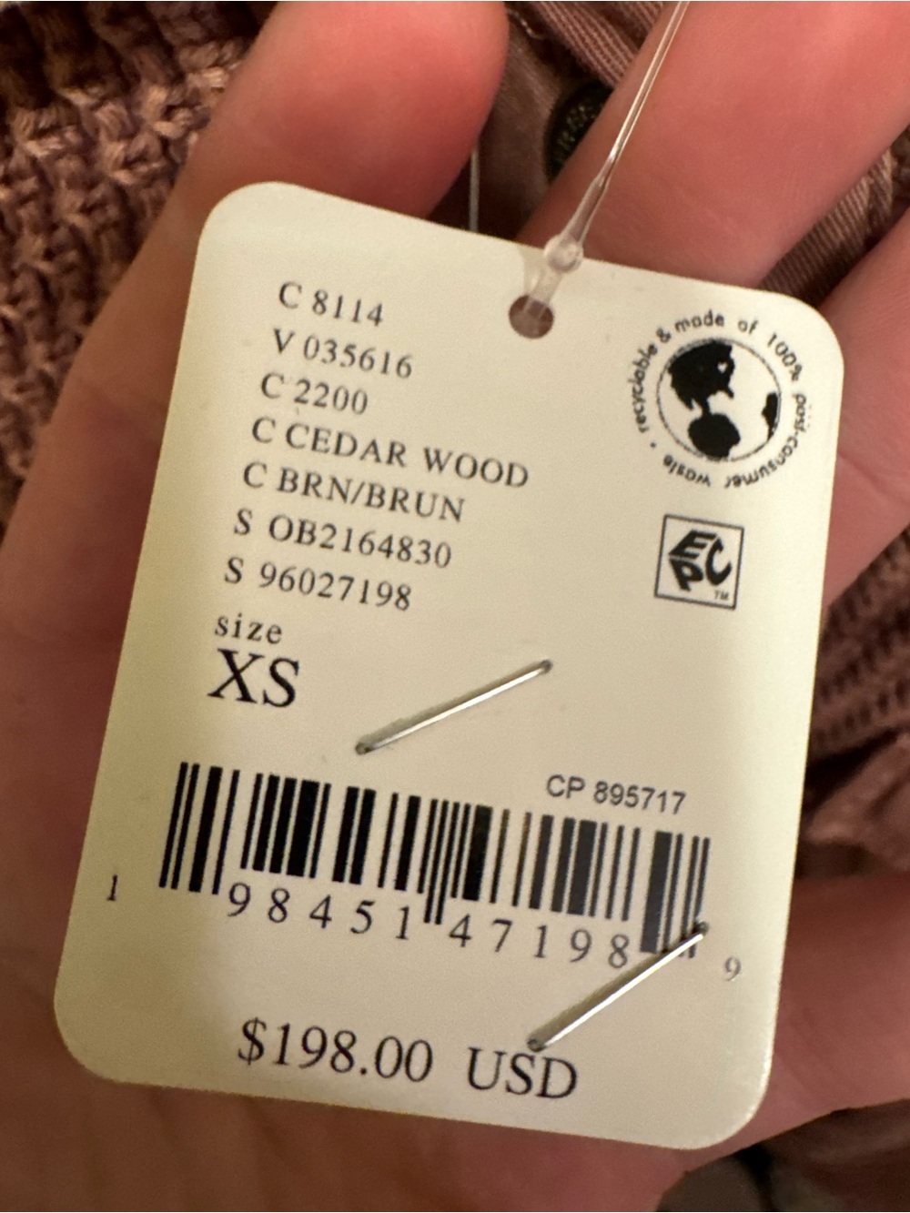 NWT Free People We The Free Worn Thru Chore Sweater Jacket cedar wood mauve - XS - Picture 8 of 8